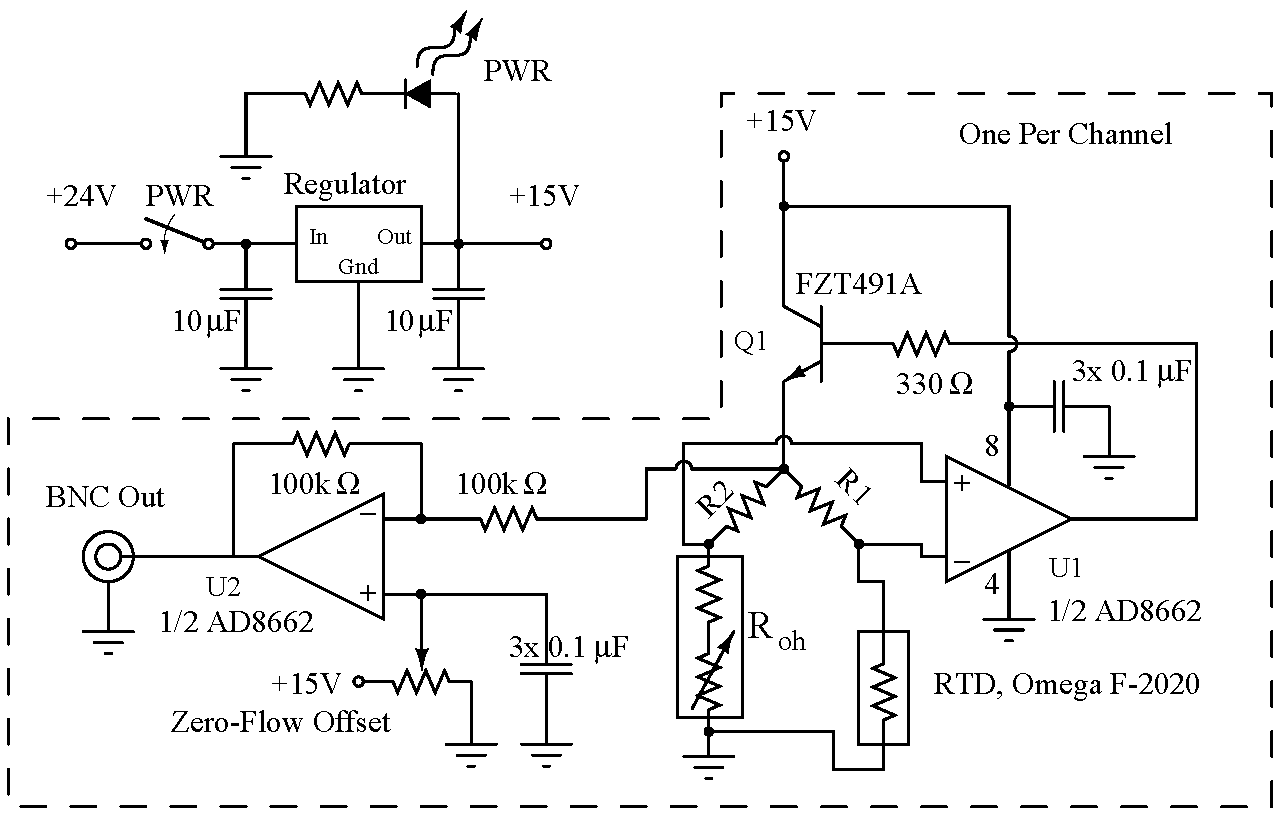 Schematic, constant temperature circuit 