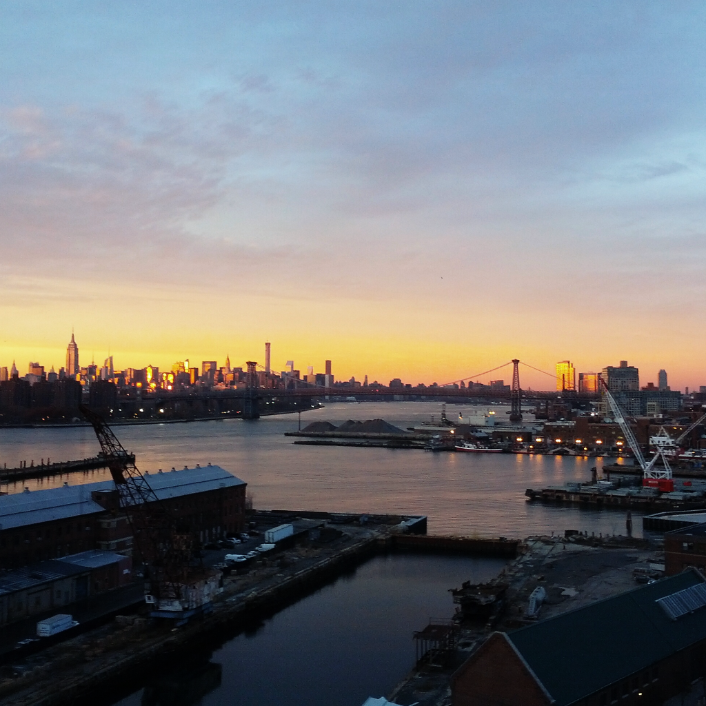Sunset over New York, Brooklyn Navy Yard