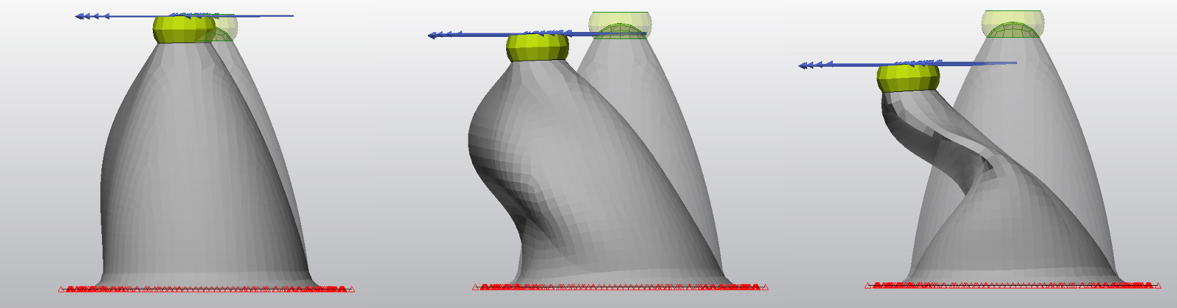 Buckling elastomer shell simulation